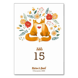Romantische vossen en rustieke bloemblaadjes bruil kaart