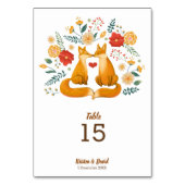 Romantische vossen en rustieke bloemblaadjes bruil kaart (Voorkant)