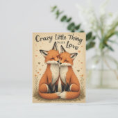 Romantische vossen in de liefde illustratie briefkaart (Staand voorkant)