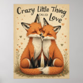 Romantische vossen in de liefde illustratie poster (Voorkant)