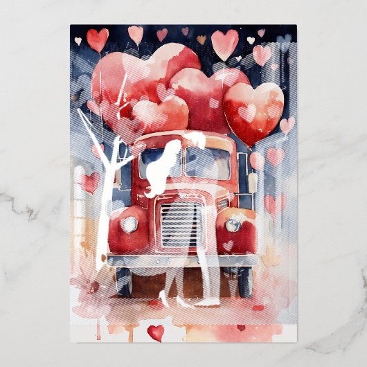 Romantische Vrachtwagen Valentijnsdag kaart (Voorkant)