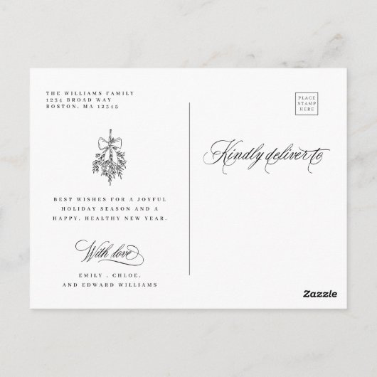 Romantische vrolijke kerstscriptvakantie briefkaart (Achterkant)