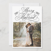 Romantische vrolijkheid & getrouwde eerste kerstfo feestdagenkaart (Voorkant)