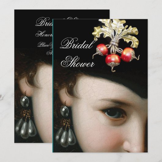 ROMANTISCHE VROUW, ANTIEK JEWELS, PEARLS VRIJGEZEL KAART (Voorkant / Achterkant)