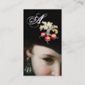 ROMANTISCHE VROUW, ANTIEK JEWELS, WITTE VREEMDEN VISITEKAARTJE (Achterkant)