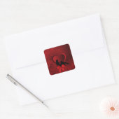 Romantische vrouw in de rode vogel vierkante sticker (Envelop)