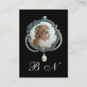 ROMANTISCHE VROUW MET DIAMONDSTROMEN  ENAMEL VISITEKAARTJE (Achterkant)