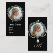 ROMANTISCHE VROUW MET DIAMONDSTROMEN  ENAMEL VISITEKAARTJE (Voorkant / Achterkant)