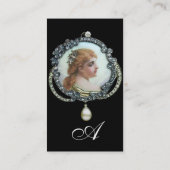 ROMANTISCHE VROUW MET DIAMONDSTROMEN  ENAMEL VISITEKAARTJE (Achterkant)