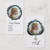 ROMANTISCHE VROUW MET DIAMONDSTROMEN  ENAMEL VISITEKAARTJE (Voorkant / Achterkant)