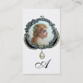 ROMANTISCHE VROUW MET DIAMONDSTROMEN  ENAMEL VISITEKAARTJE (Achterkant)