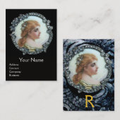 ROMANTISCHE VROUW MET DIAMONDSTROMEN  ENAMEL VISITEKAARTJE (Voorkant / Achterkant)