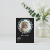 ROMANTISCHE VROUW MET DIAMONDSTROMEN  ENAMEL VISITEKAARTJE (Staand voorkant)