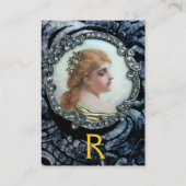 ROMANTISCHE VROUW MET DIAMONDSTROMEN  ENAMEL VISITEKAARTJE (Achterkant)