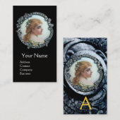 ROMANTISCHE VROUW MET DIAMONDSTROMEN  ENAMEL VISITEKAARTJE (Voorkant / Achterkant)