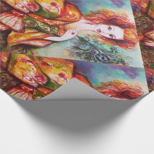 ROMANTISCHE VROUW MET EEN SPARKERPIEGEL VERDER CADEAUPAPIER (Hoek)