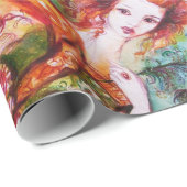 ROMANTISCHE VROUW MET EEN SPARKERPIEGEL VERDER CADEAUPAPIER (Rol Hoek)