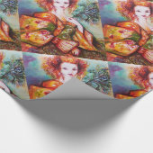 ROMANTISCHE VROUW MET EEN SPARKERPIEGEL VERDER CADEAUPAPIER (Hoek)