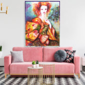 ROMANTISCHE VROUW MET EEN SPARKERPIEGEL VERDER CANVAS AFDRUK (Insitu (Woonkamer))