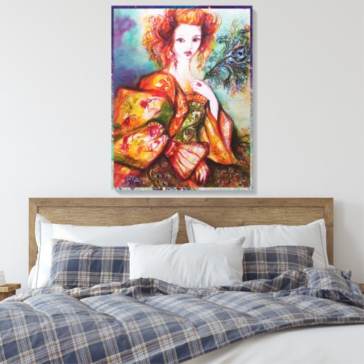 ROMANTISCHE VROUW MET EEN SPARKERPIEGEL VERDER CANVAS AFDRUK (Insitu (Slaapkamer))