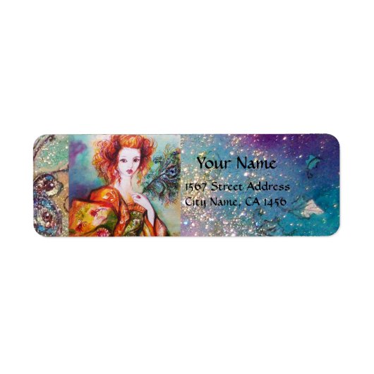 ROMANTISCHE VROUW MET EEN SPARKERPIEGEL VERDER ETIKET (Voorkant)