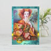 ROMANTISCHE VROUW MET EEN SPARKERPIEGEL VERDER KAART (Staand voorkant)