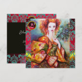 ROMANTISCHE VROUW MET EEN SPARKERPIEGEL VERDER KAART (Voorkant / Achterkant)