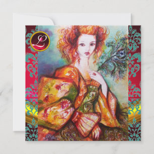 ROMANTISCHE VROUW MET EEN SPARKERPIEGEL VERDER KAART