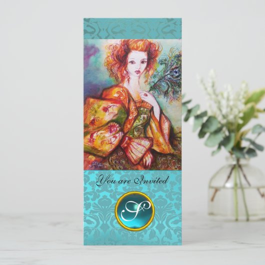 ROMANTISCHE VROUW MET EEN SPARKERPIEGEL VERDER KAART (Staand voorkant)