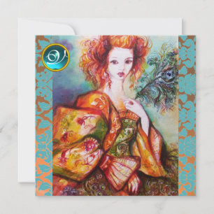 ROMANTISCHE VROUW MET EEN SPARKERPIEGEL VERDER KAART