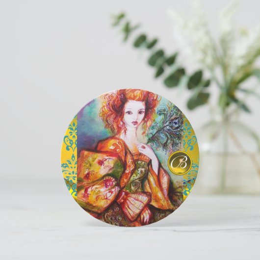 ROMANTISCHE VROUW MET EEN SPARKERPIEGEL VERDER KAART (Staand voorkant)