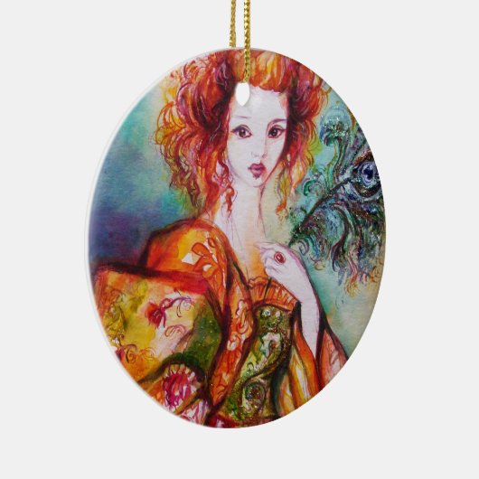 ROMANTISCHE VROUW MET EEN SPARKERPIEGEL VERDER KERAMISCH ORNAMENT (Rechts)