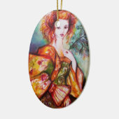 ROMANTISCHE VROUW MET EEN SPARKERPIEGEL VERDER KERAMISCH ORNAMENT (Links)