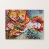 ROMANTISCHE VROUW MET EEN SPARKERPIEGEL VERDER LEGPUZZEL (Horizontaal)