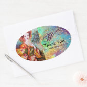 ROMANTISCHE VROUW MET EEN SPARKERPIEGEL VERDER OVALE STICKER (Envelop)