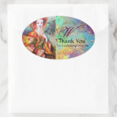 ROMANTISCHE VROUW MET EEN SPARKERPIEGEL VERDER OVALE STICKER (Tas)