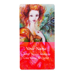 ROMANTISCHE VROUW MET EEN SPARKERPIEGEL, VERDER, R ETIKET