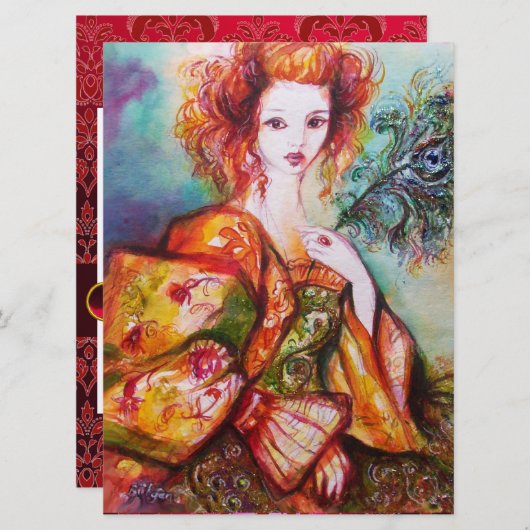 ROMANTISCHE VROUW MET EEN SPARKERPIEGEL, VERDER, R KAART (Voorkant / Achterkant)