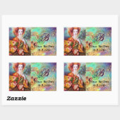 ROMANTISCHE VROUW MET EEN SPARKERPIEGEL VERDER RECHTHOEKIGE STICKER (Vel)