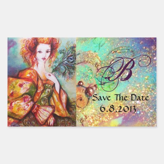 ROMANTISCHE VROUW MET EEN SPARKERPIEGEL VERDER RECHTHOEKIGE STICKER (Voorkant)