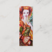 ROMANTISCHE VROUW MET EEN SPARKERPIEGEL VERDER Roo Mini Visitekaartje (Achterkant)