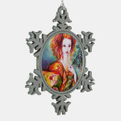 ROMANTISCHE VROUW MET EEN SPARKERPIEGEL VERDER TIN SNEEUWVLOK ORNAMENT (Links)