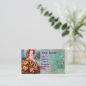 ROMANTISCHE VROUW MET EEN SPARKERPIEGEL VERDER VISITEKAARTJE (Staand voorkant)