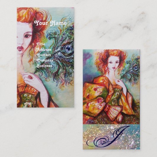 ROMANTISCHE VROUW MET EEN SPARKERPIEGEL VERDER VISITEKAARTJE (Voorkant / Achterkant)