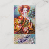 ROMANTISCHE VROUW MET EEN SPARKERPIEGEL VERDER VISITEKAARTJE (Achterkant)