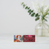 ROMANTISCHE VROUW MET PEACOCK VERDER Red Damask Mini Visitekaartje (Staand voorkant)