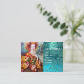 ROMANTISCHE VROUW MET PEACOCK-VRIENDELIJK blauw Da Visitekaartje (Staand voorkant)