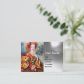 ROMANTISCHE VROUW MET PEACOCK, VRIJ Gem Visitekaartje (Staand voorkant)