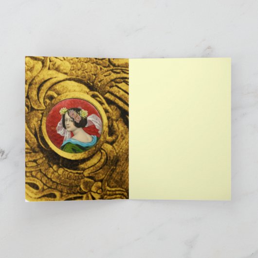 ROMANTISCHE VROUW MET STROMEN EN BESTRIJDING VAN G KAART (Binnen)