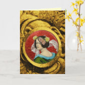 ROMANTISCHE VROUW MET STROMEN EN BESTRIJDING VAN G KAART (Gele Bloem)